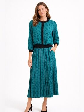 Vintage!! Teal Polka Dot Two-Piece Set!!